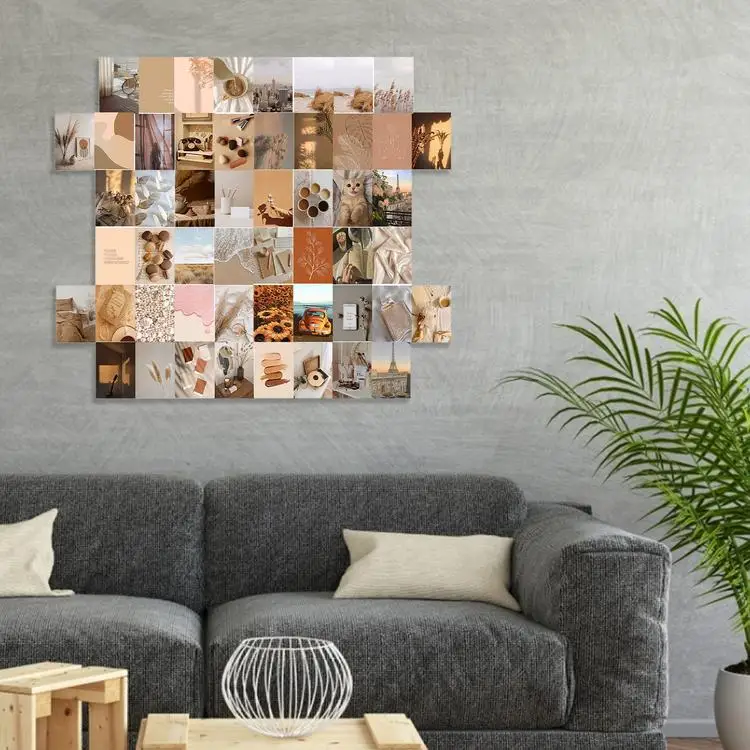 

50 Pieces Wall Collage Kit Aesthetic Photo Art Bedroom Decor Wall Sticker Photo Poster 50 Postcard Collage Kit