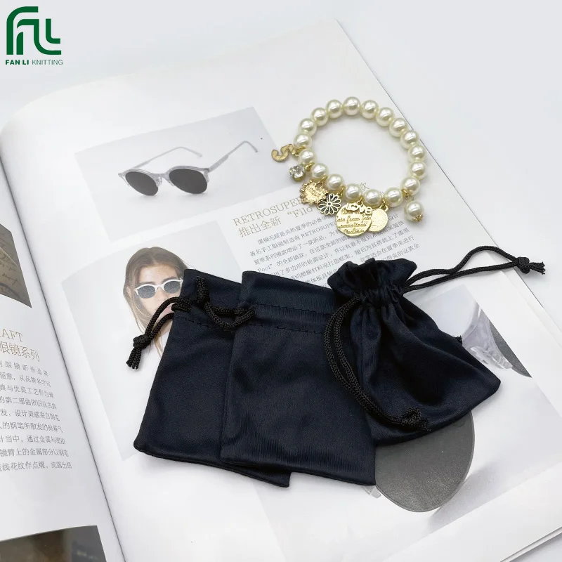 

earrings ring necklace micro fiber jewelry gift packaging bag elegant microfiber gift bags custom logo velvet, Black or customized colour