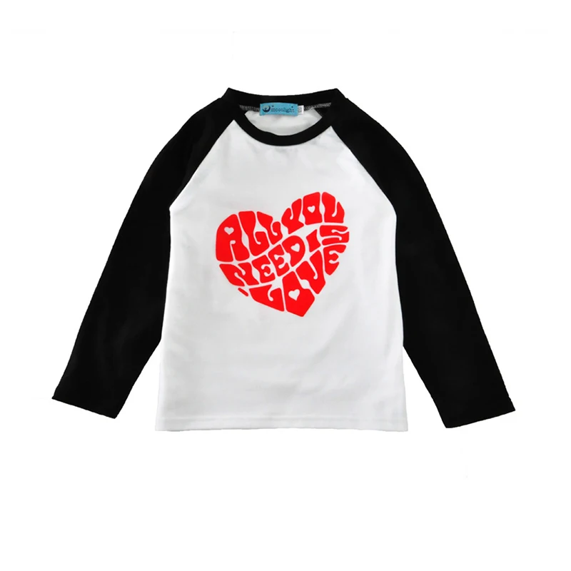 

Wholesale black raglan sleeve heart print girls valentine clothes kids tops, As picture show