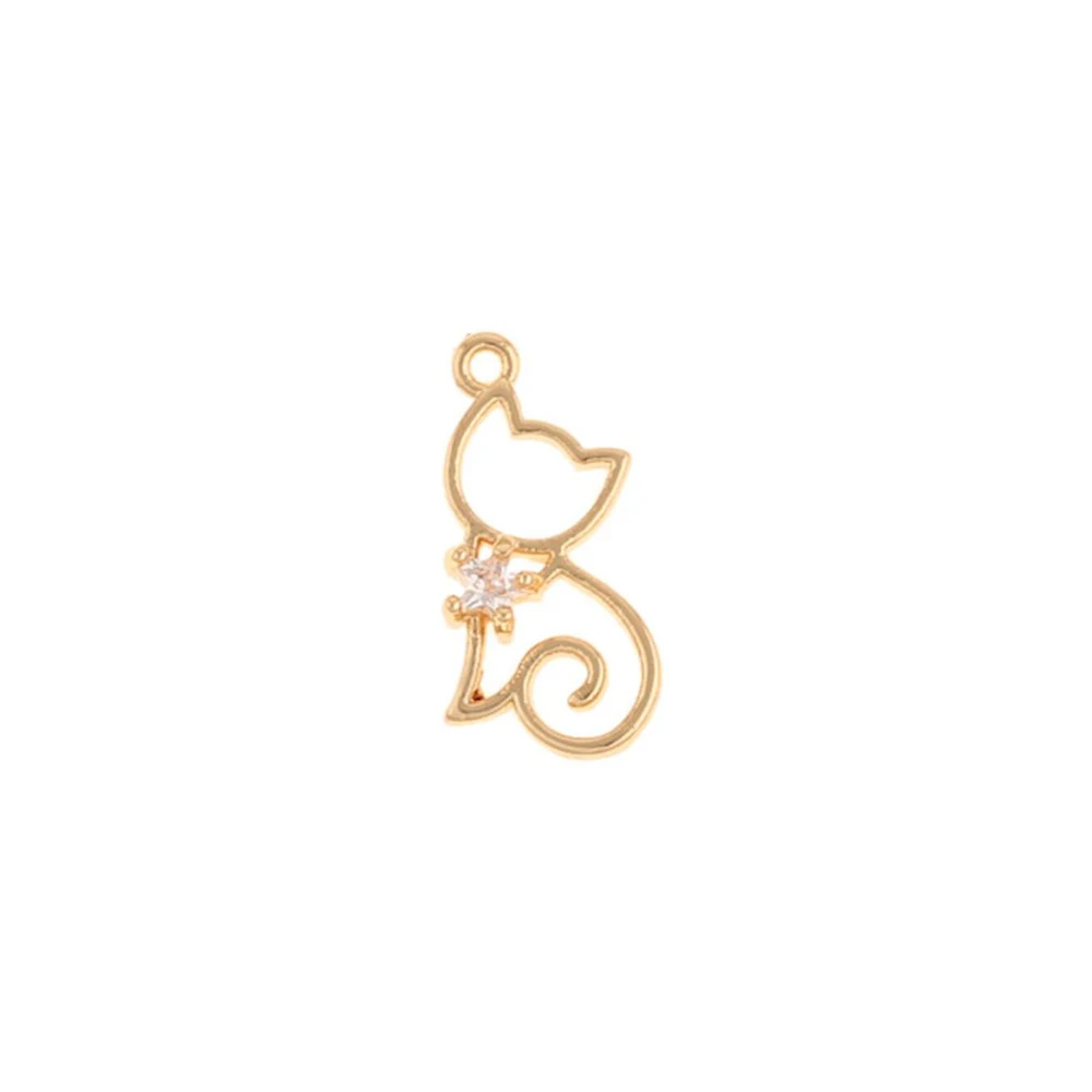 

Jewelry Accessories Cordial Design 30Pcs 9*17MM Jewelry Accessories Hand Made CZ Charms Cat Shape Genuine Gold Plating DIY Make
