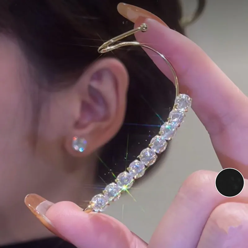 

Orecchino A Row Zircon Ear Stud Ear Cuff Women Earrings High-grade Bling Twinkling Ear Bones Clip, As picture show