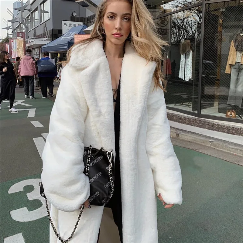 

Wholesale Latest New Fashion Wintet Warm Women Wool Casual Winter Long Faux Fur Coat With Belt, 1colors