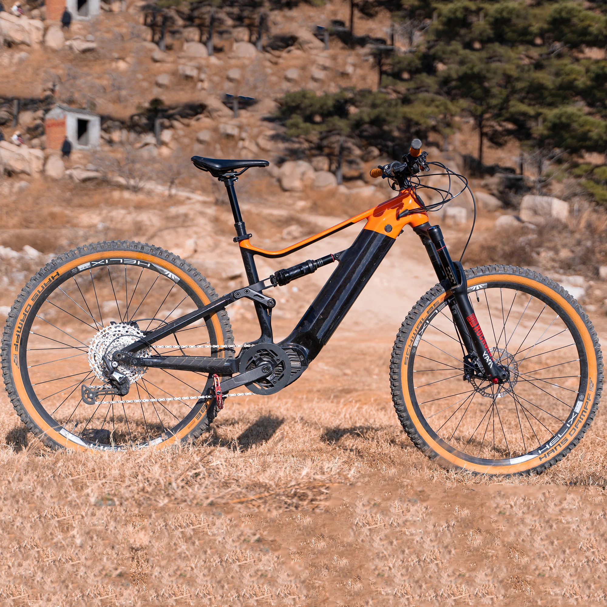 

Hot Sale Hidden Battery Design Green Power Full Suspension Bafang Mid Brushless Motor 2021 Electric Enduro Mountain Bicycles, Blue/yellow