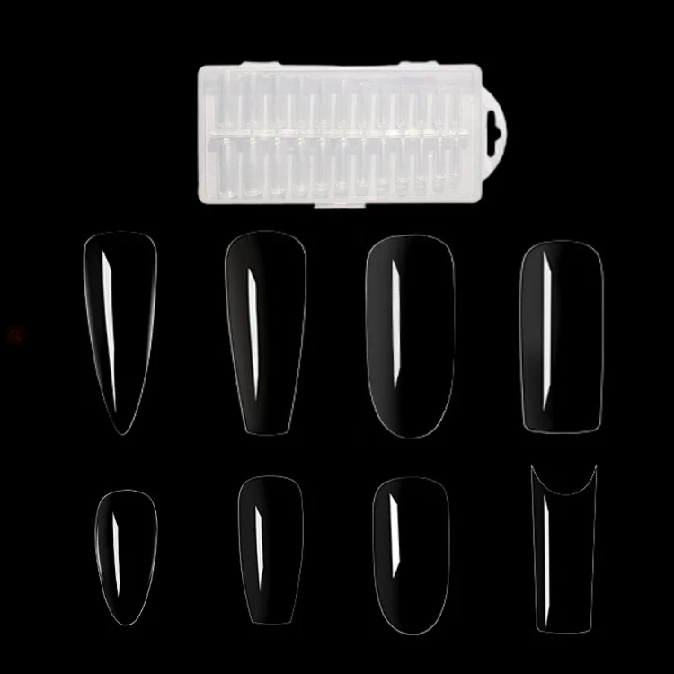

Wholesale Long/Short Full Coverage Coffin/Almond/Square/Stiletto/Oval Soft Gel Clear Press On False Nail Tip Art Tips, Clear color