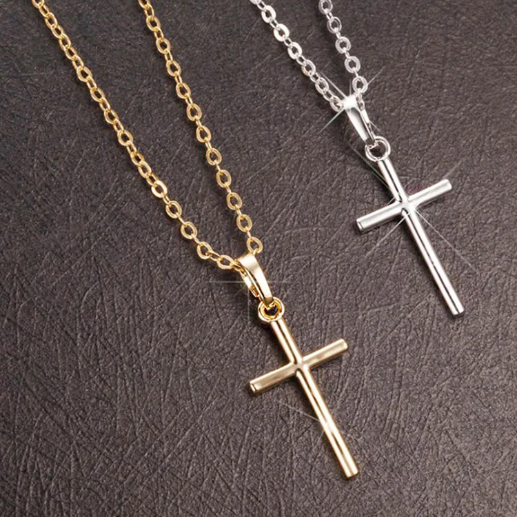 

Simple Fashion Pendant Necklace Gold Link Cross Chain Necklace for Women, Gold silver