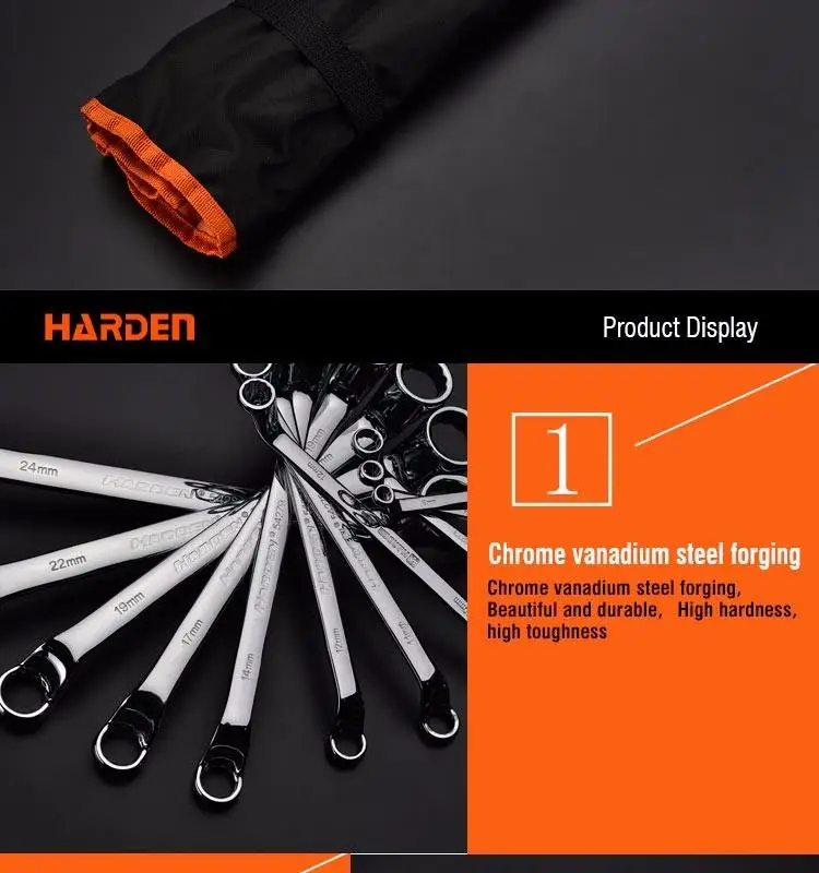 Harden brand Chrome Vanadium 11 pcs Tools Double Ring Offset Spanner Set