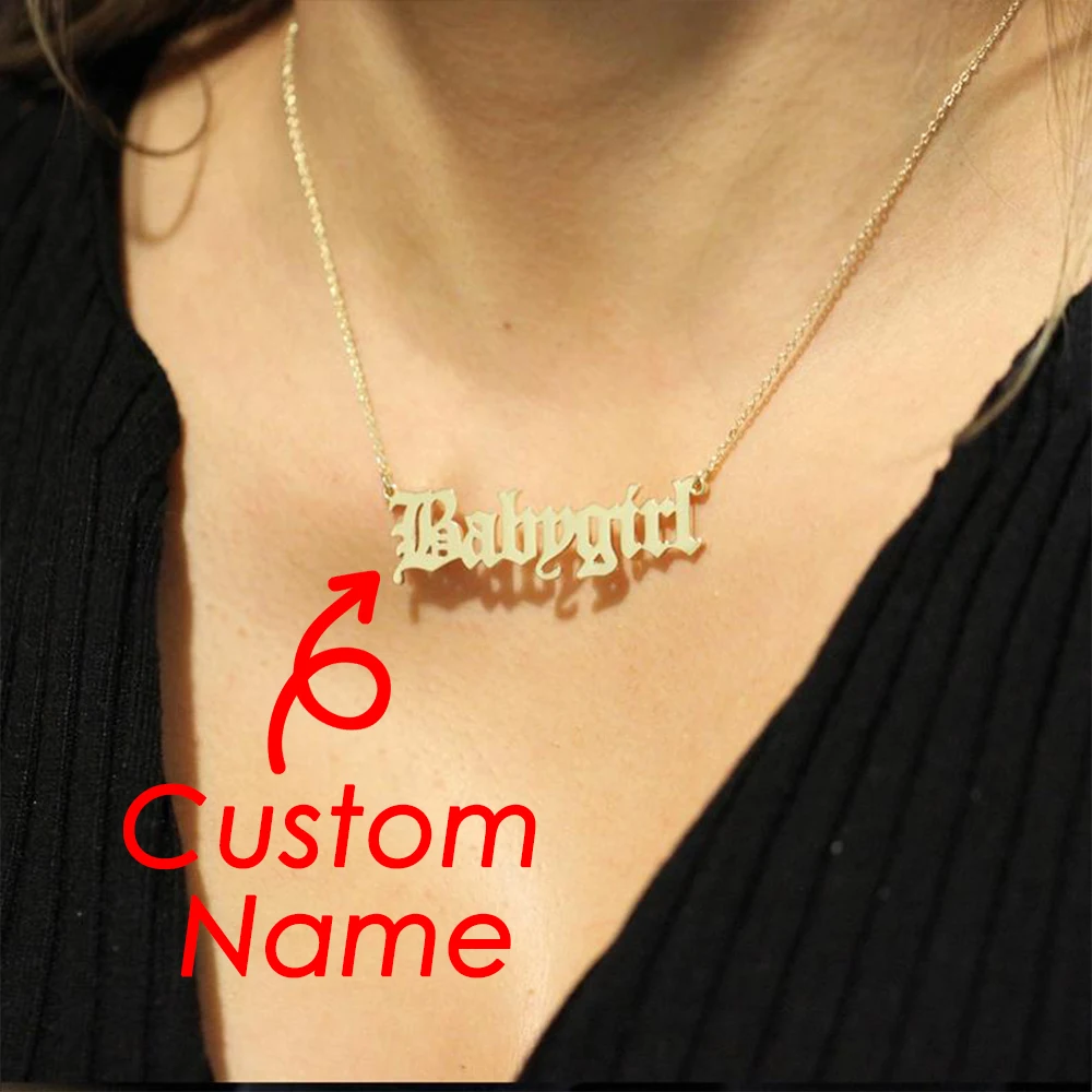 

Women Jewelry Chain Pendant Nameplate Name Plate Necklace Stainless Steel Gold Custom Name Necklace