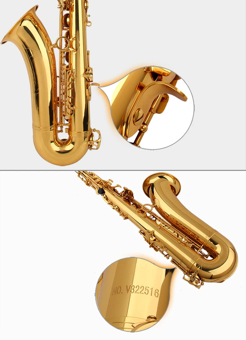 Gold Lacquer Instrument Accessories  China Sax Professional Bb Tenor Saxophone