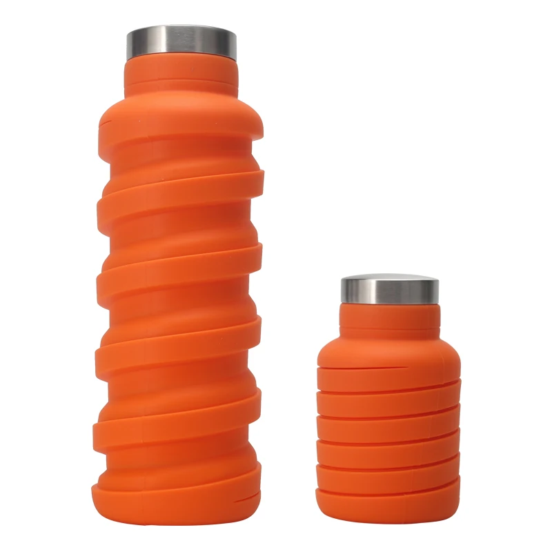 

Wholesale collapsible silicone folding water bottle bpa free tpu foldable bottle stainless steel lid with custom logo