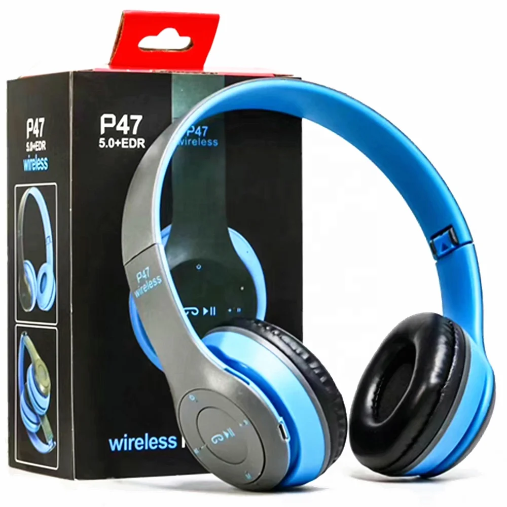 

New Version P47 Sample Product Wireless Green Over The Head Earphones Headphone Boat With Logo wireless headset, 5 color