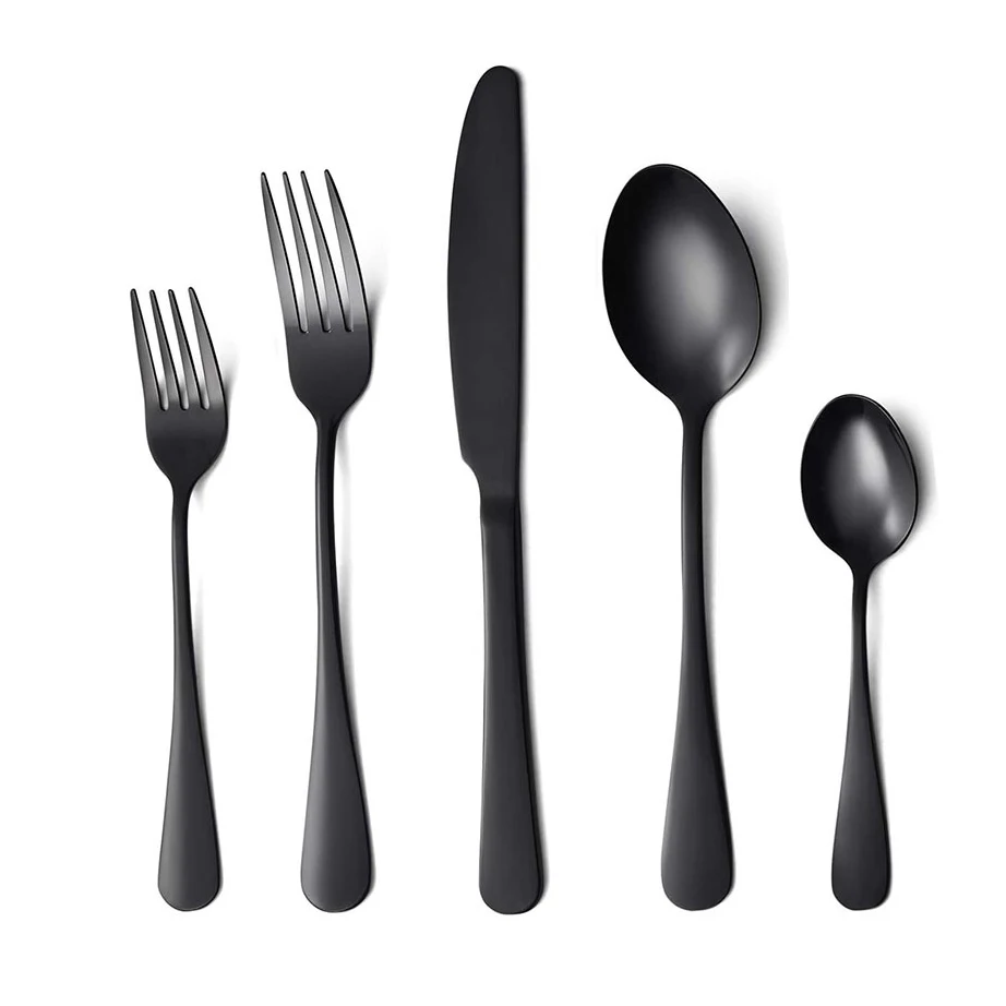 

5pcs Black Mirror Polished Utensils Stainless Steel Cutlery Tableware set custom flatware, Customized