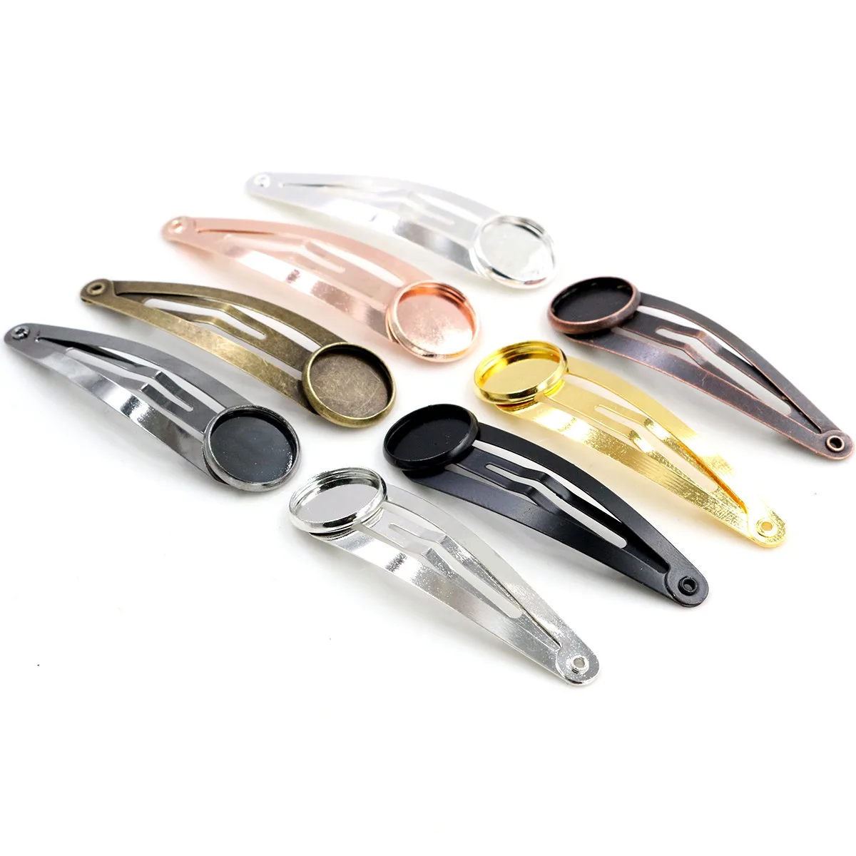 

10pcs/lot 12mm High Quality Classic Hairpin Clips Base Settings Copper Material Cabochon Cameo Blank Base DIY Jewelry Findings, Multi-colors