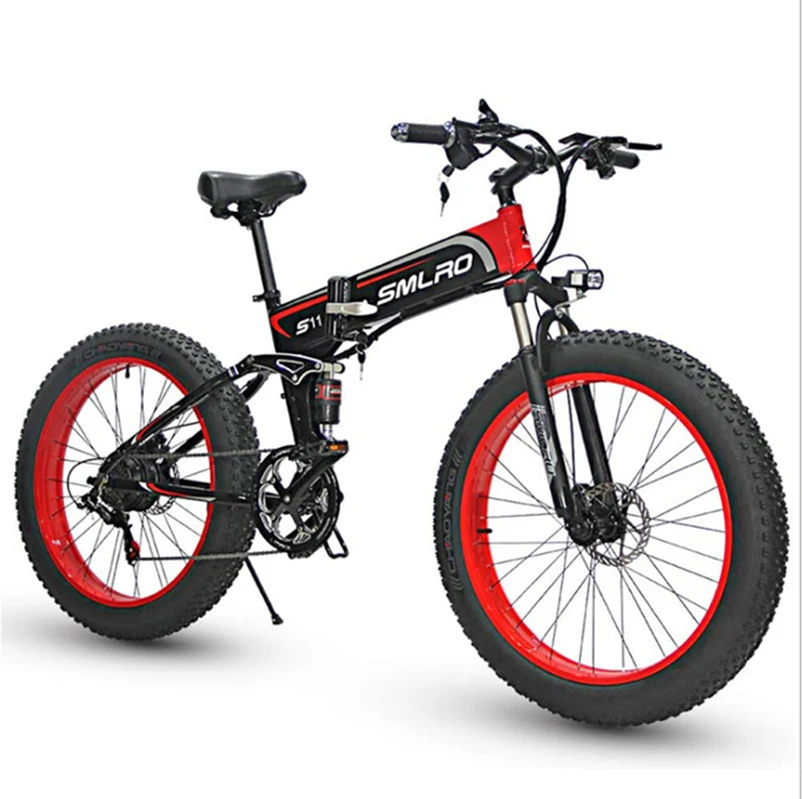 

7 Speed e bicycle SMLRO Folding Dirt Bike Electric 48V 350W 10AH 26 Inch Mobility Mountain Bicycle Foldable Fat Tire Ebike