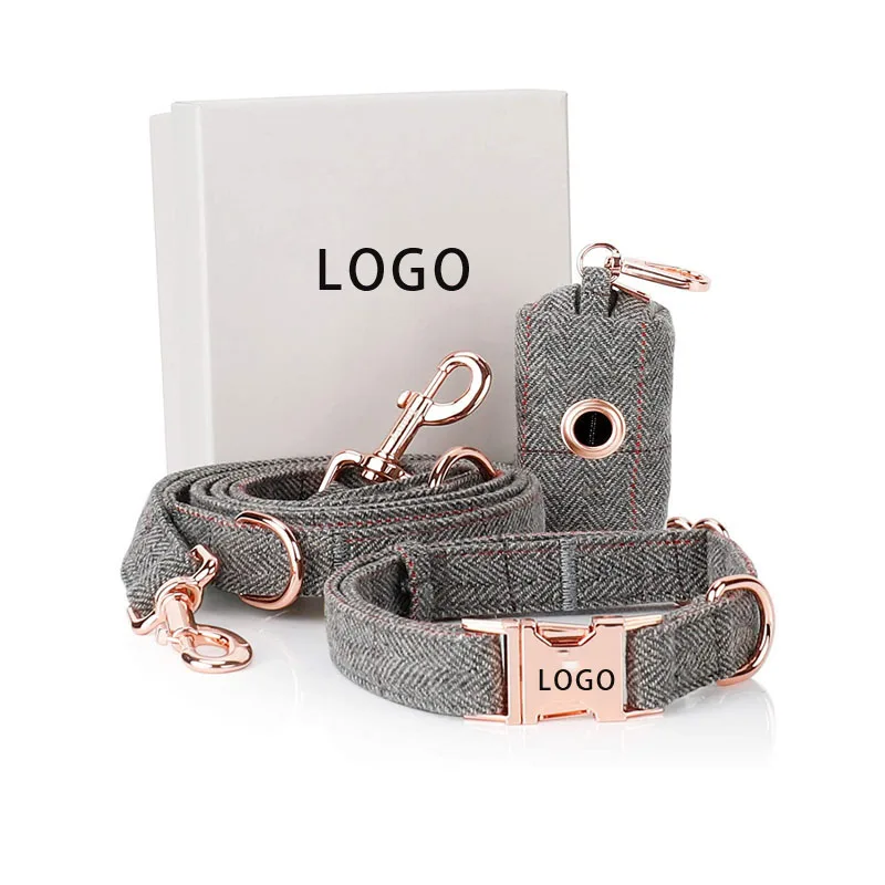 

Eco Friendly Adjustable Making Pet Supplies Custom Logo Linen Cotton Dog Collar And Leash Set