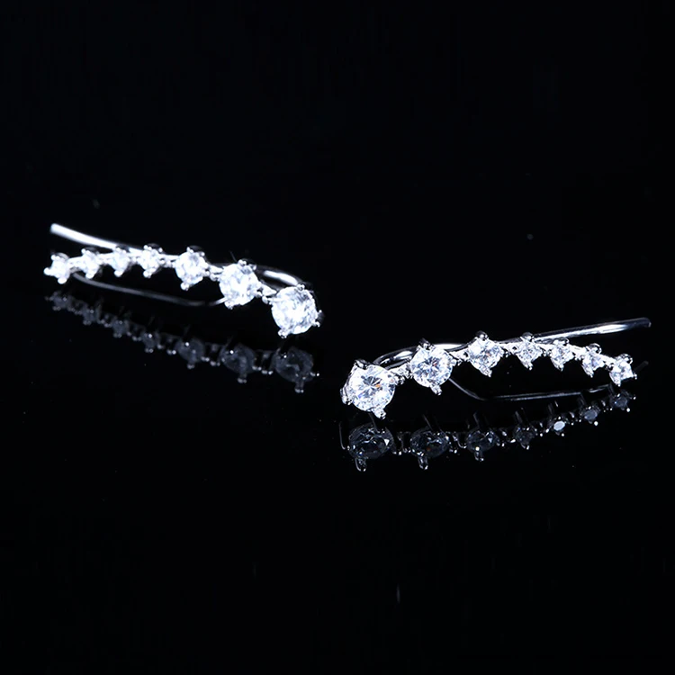 

Fine Jewelry 925 Sterling Silver Clear Cubic Zirconia Tassel Korean Studs Earings