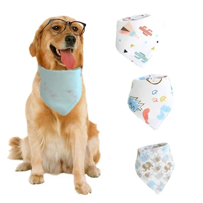 

South Korea wholesale 100% cotton dog bandana Floral printed Triangular pet bandana, 40+ colors are available