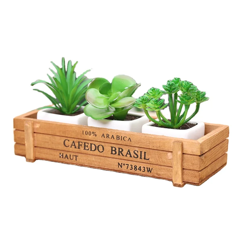 

A variety of optional creative wooden succulent flower pots, wooden succulent plants potted wooden boxes, desktop storage boxes, Wood color