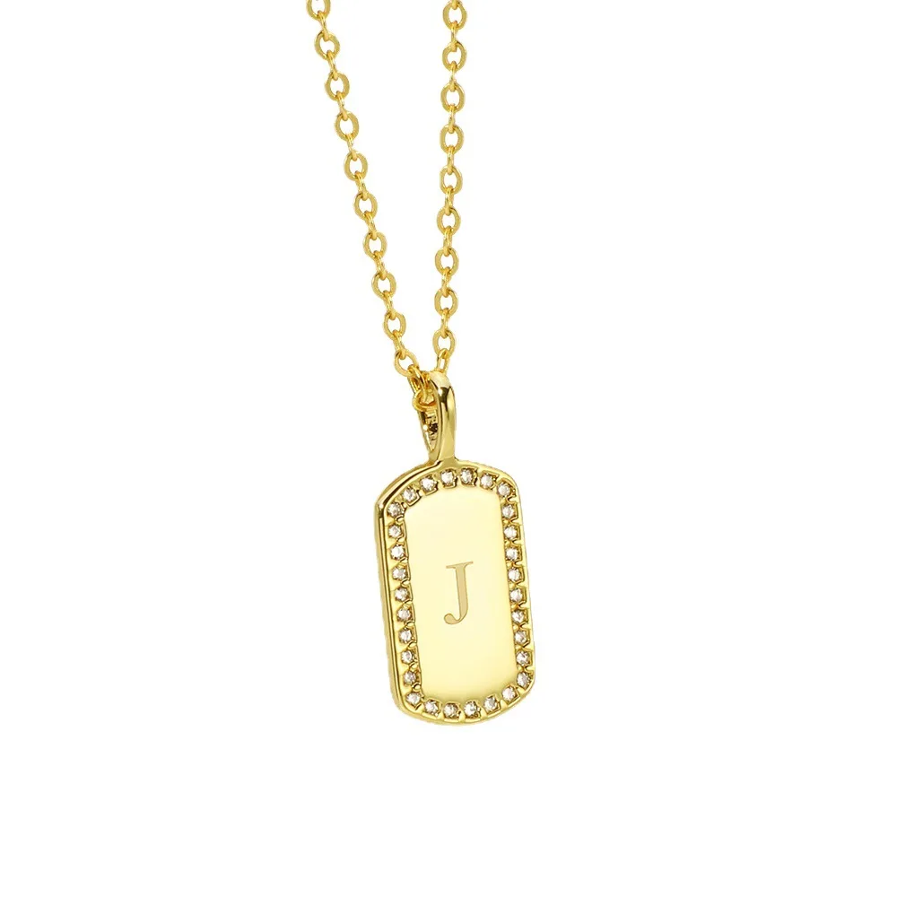 

Trendy Diamond Square Capital Initial Link Chain Necklaces Bling Cubic Zirconia CZ 26 Initial Letter Locket Pendant Necklace