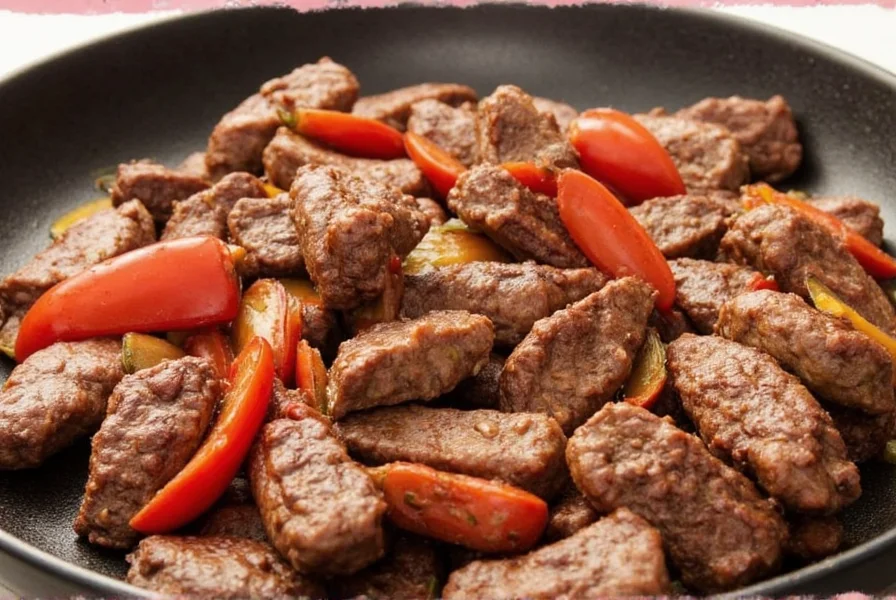 Fajitas beef sizzling on a skillet