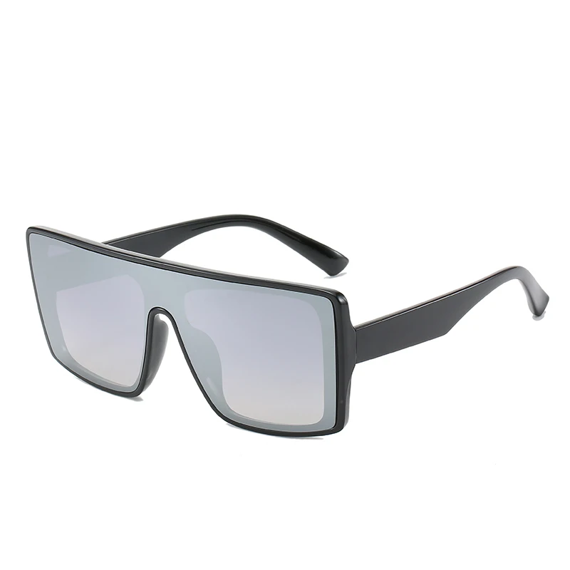 

Cool fashion large mirror sunglasses for women men flat top one piece lens goggle