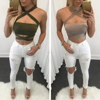 

Bandage Bodycon Corset Women Ladies Crop Top Women Sexy Cross Bandage Crop Tops Cut out Active Bustier Cami for Women