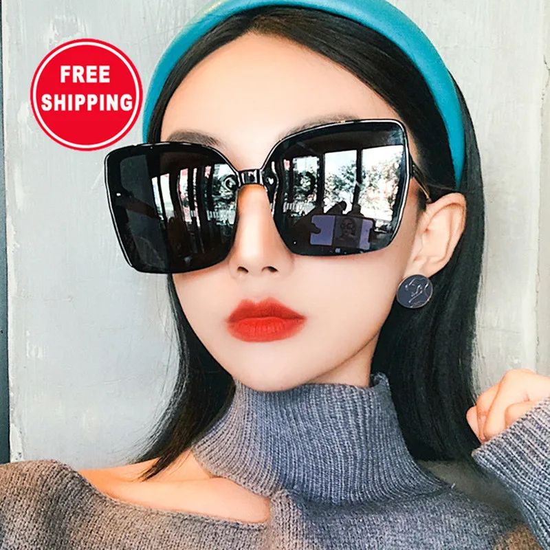 

Free shipping korean fashion big frame sunglasses female square gradient red and green dot paint sunglasses, Colors