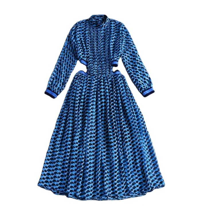 

2020 new arrivals fashion women elegant stand collar floral printed lady fashion cocktail dresses