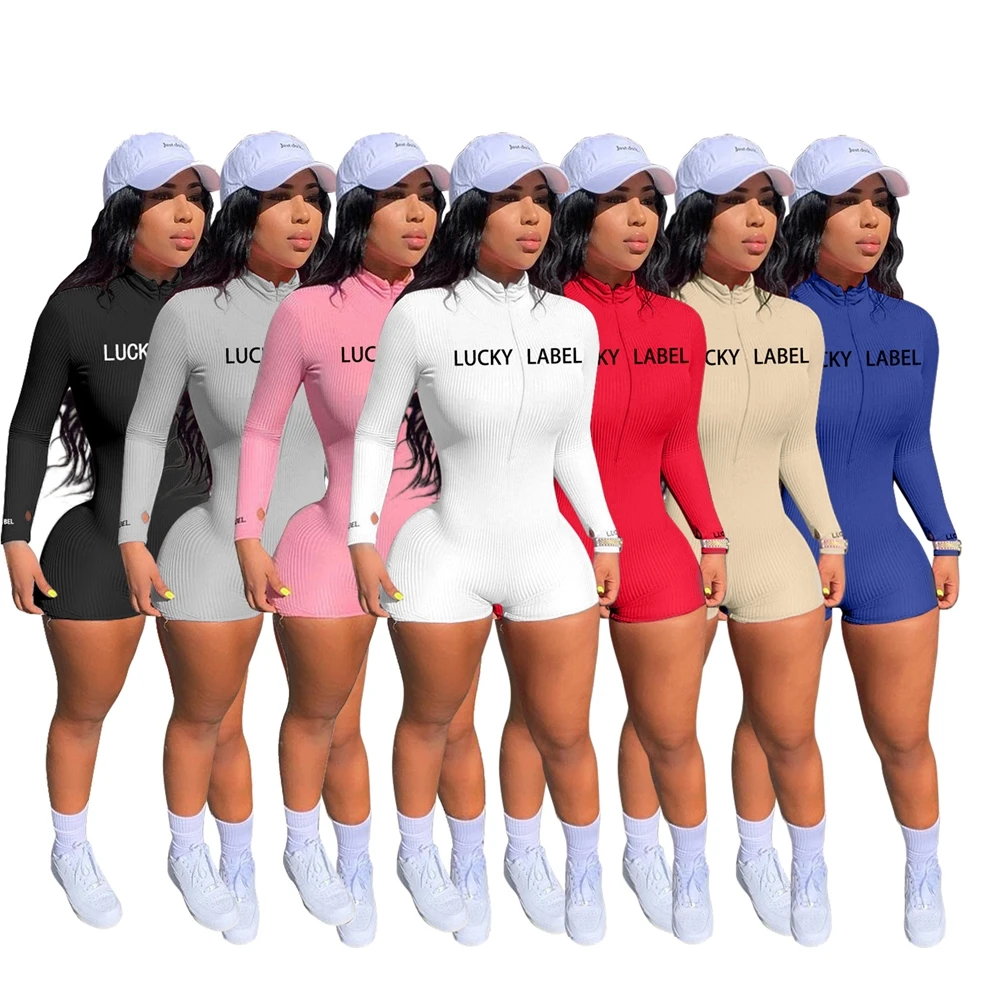 

MD-20080510 Wholesale sexy outfits for women 2021 solid streetwear high neck zipper thread ladies tracksuit