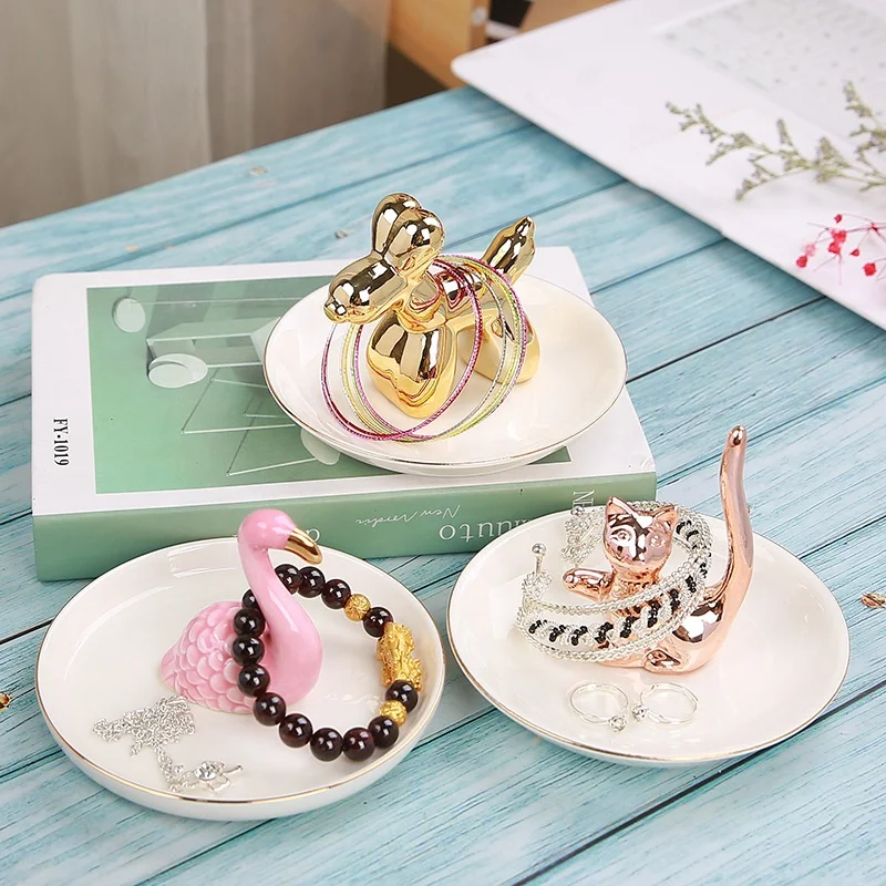 

Modern luxury factory wholesale bulk cheap price small white ceramic cactus design jewelry trinket dish tray