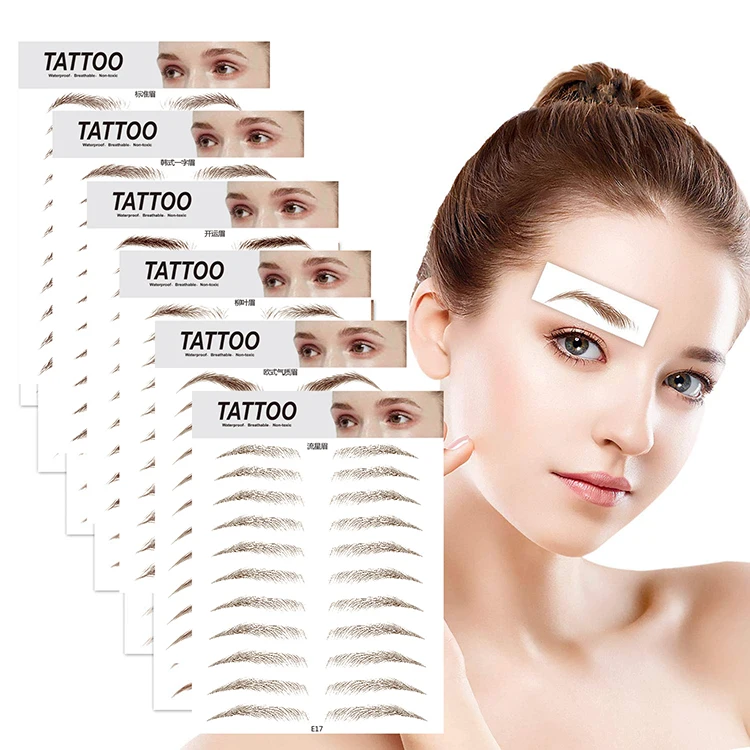 

Waterproof Tattoo Eyebrow Stickers Simulated Temporary 4d Instant Imitate 3d, 4c printing,gold,silver,metallic