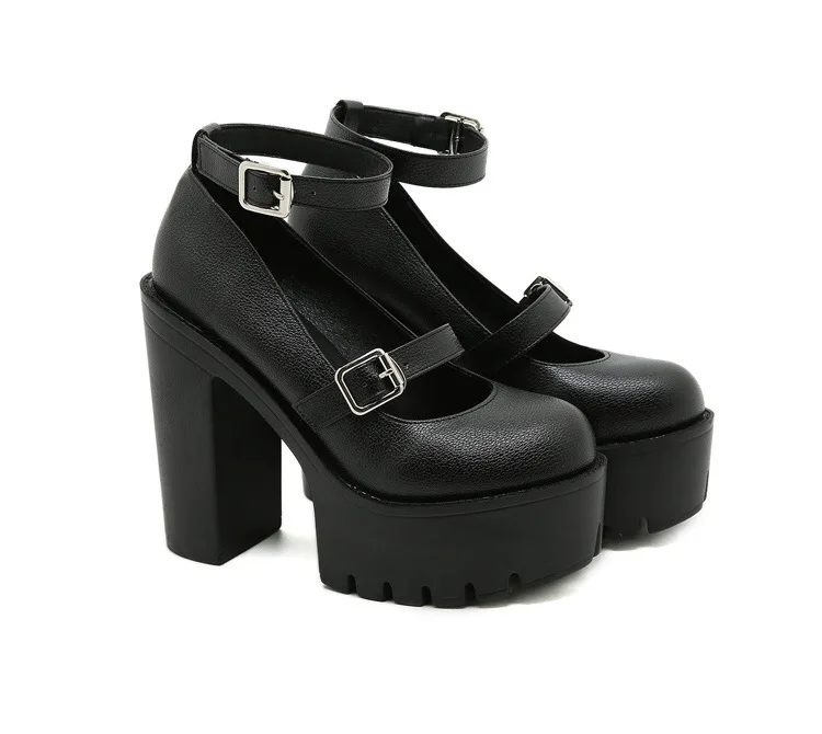 

2022 New Arrivals Women's High Heels Shoes Round Toe Thick Heel Simple Ladies Thick Bottom Solid Color Pumps