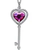 Crystal Lock key open stainless steel Scroll Heart gold plated charms Pendant necklace chain fashion jewelry women lady hottest