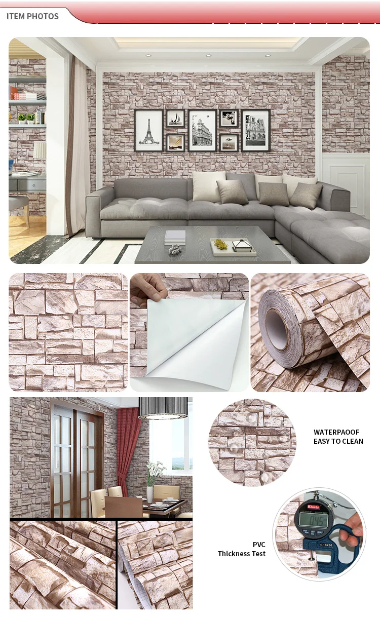 Experienced manufacturer 3D brick self adhesive wallpaper for household decoration