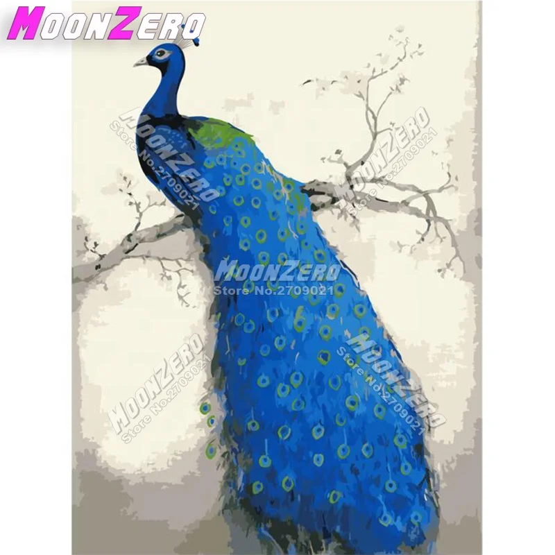 

New Digital Painting Handmade Family Decorations Blue Tailed Peacock, Multi colors