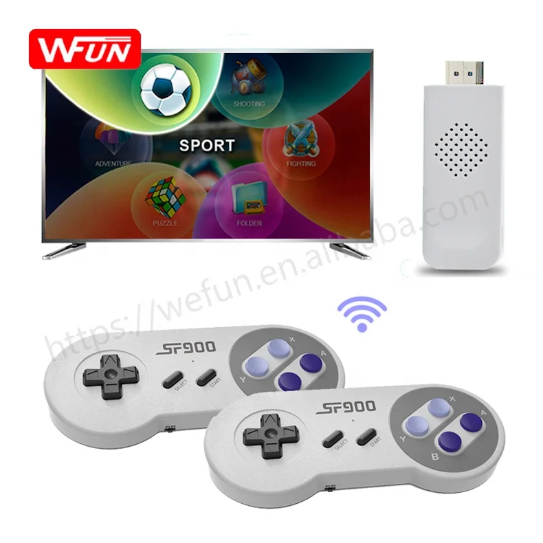 

Dual 2.4G USB Wireless Controller SF900 Mini Gaming Console Classic 16bit Video Game Consola HD 4K Game stick