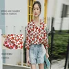 New Small Tomato Printed Fabric Women's Spring and Summer Short Sleeve Dress Fabric Woven Printed Cotton Wholesale