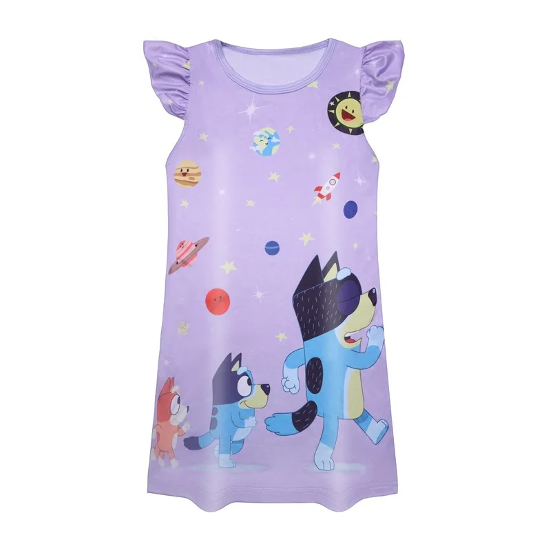 

Toddler girls clothes 2021 summer dress fashion boutique cartoon printed flare sleeve brand name girls dress Kids clothing