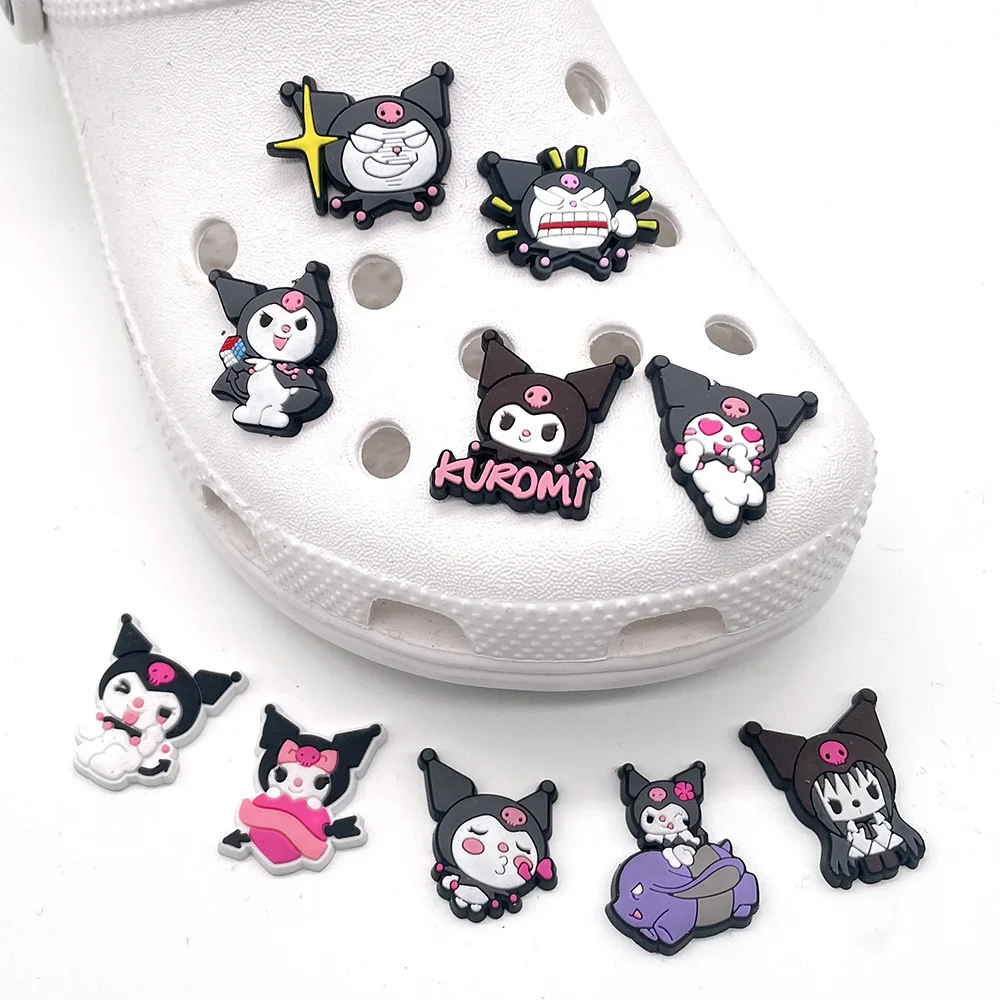 

Kuromi whosale melody DIY Custom Shoe Charms BTS PVC Shoe croc Charms Clogs Accesorios For clog gift for children, As picture
