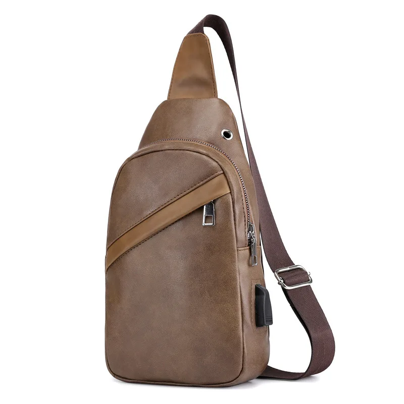 

2022 New Style Outdoor Travel PU Men Crossbody Waist Bag Casual Shoulder Chest Sling Bag, 2 colors