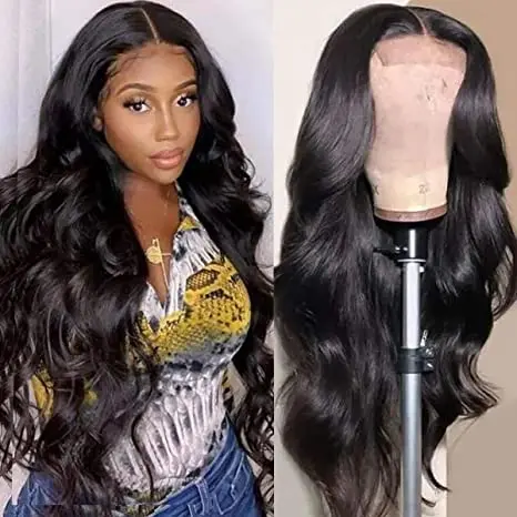 

5x5 Body Wave 150% Density HD swiss transparent lace brazilian glueless Pre Pluck human hair closure wig for black women