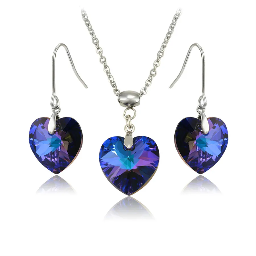 

65255 Xuping Jewelry Fashion High Quality Design Heart Shaped Ample Crystal Environment-friendly Copper 2-piece Set