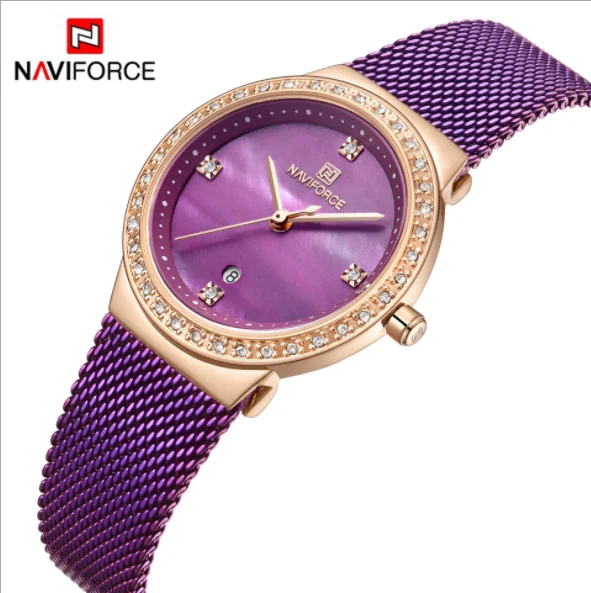 

2020 new NAVIFORCE 5005 ladies watch mesh belt female Korean version simple waterproof student diamond watch, 4 colors