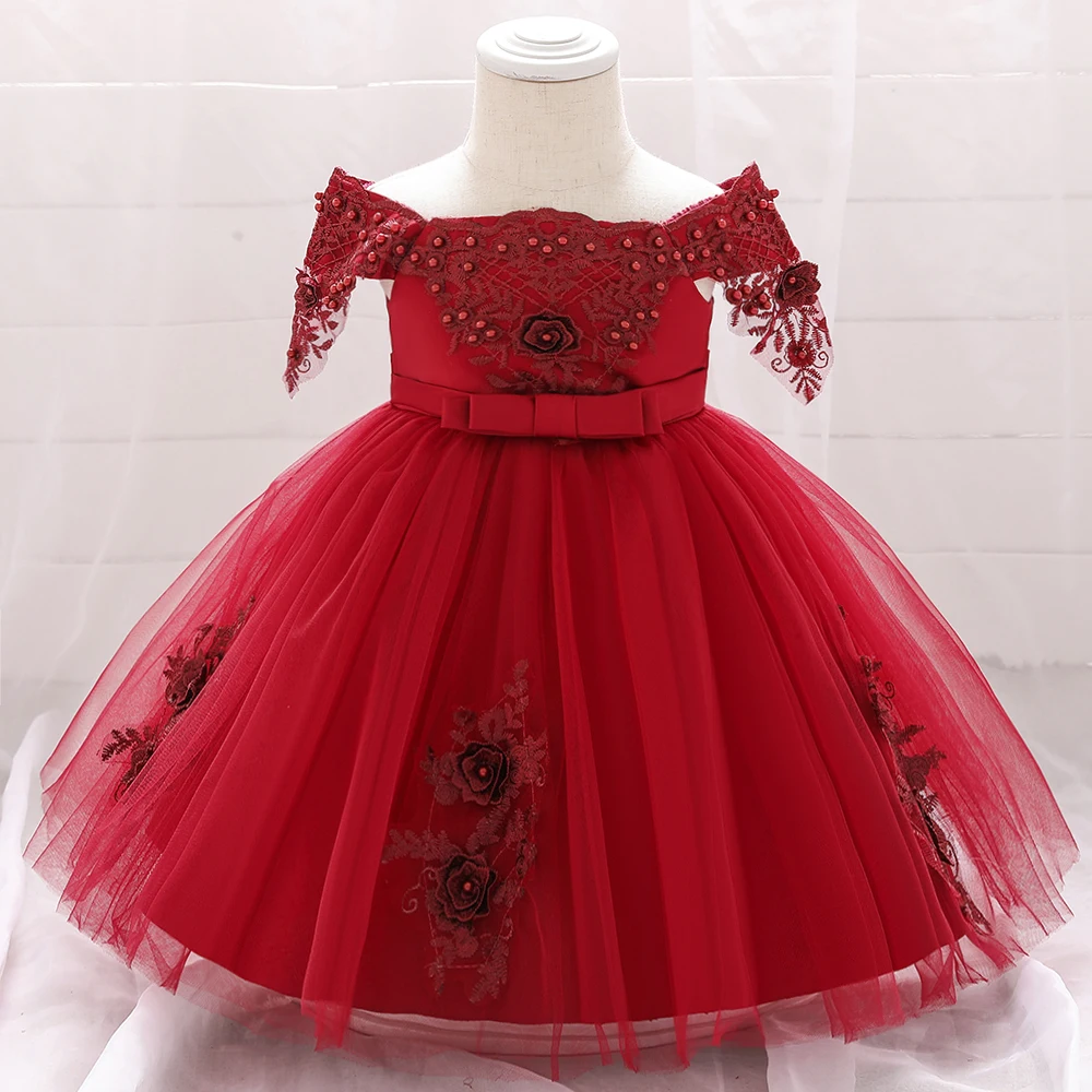 

MQATZ Wholesale Flower Girls Dresses Baptism Tulle Skirt Dress Little Baby Christening Gown, Red,blue,pink,champagne