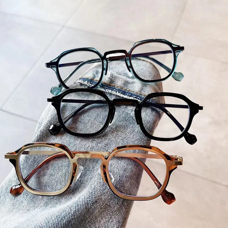 

Retro TR90 Metal Square Women Optical Glasses Frame Fashion Anti Blue Light Spring Hinge Men Blue Eyeglasses Frame