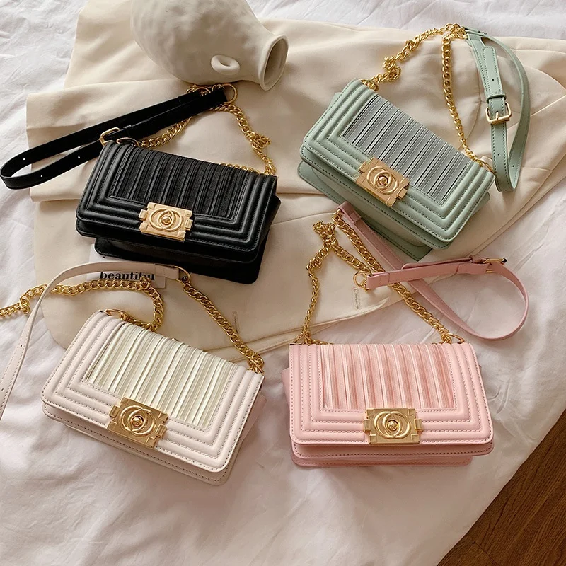 

New Arrival Square Crossbody Bag Large Capacity PU Leather Chain Shoulder Bag For Women, 4 colors