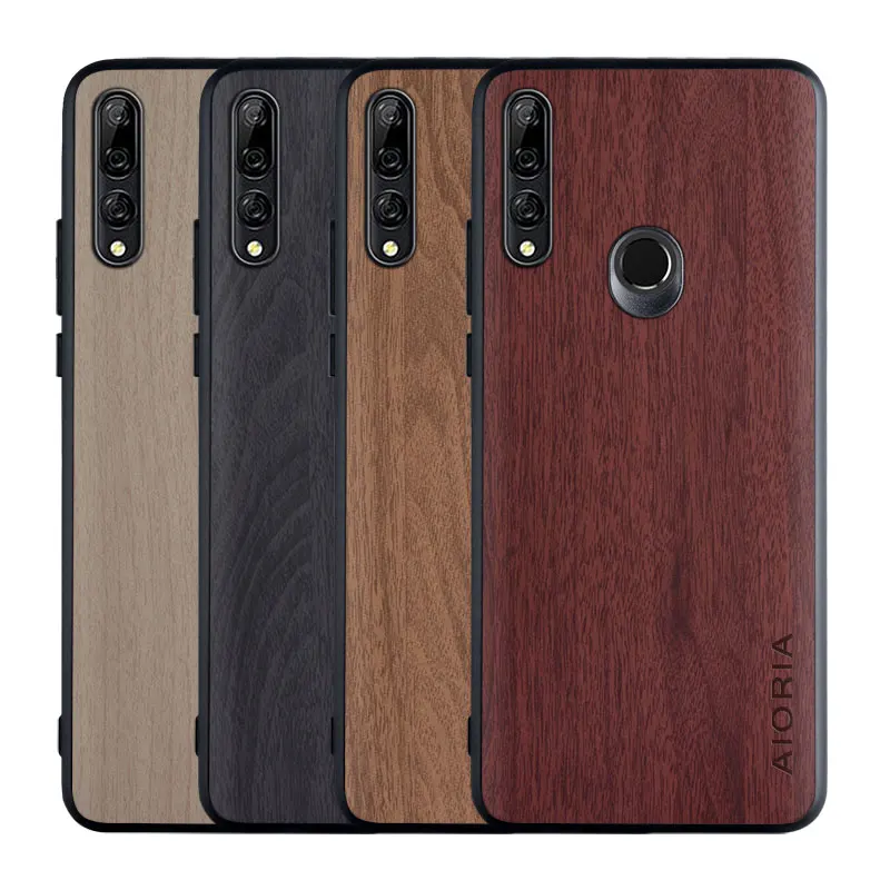 

Vintage PU skin & Hard PC & Soft TPU woodLike case for Huawei Y9 Prime 2019 Y5P Y6P