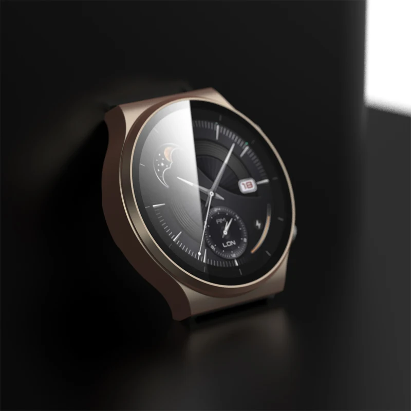 

New Tempered Glass Cover PC Frame Matte Full Cover Protective SmartWatch Case for Huawei Watch GT2 Pro
