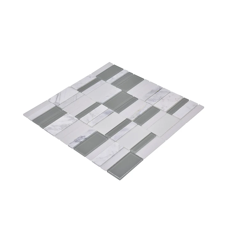 Moonight Hot Sale 4mm Carrara White Honed Glass Marble Mosaic for Wall and Backsplash