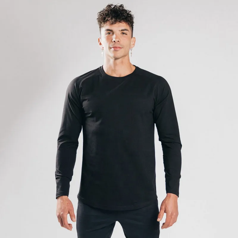 

2022 Top Selling Men's Solid Fitness Top Sports Long Sleeve Running T-shirt Gym Active Wear Top