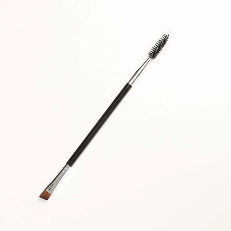 

Stock black wooden handle Double-end Angled Eye Brow spoolie brush